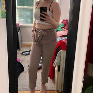 Beige tie pants